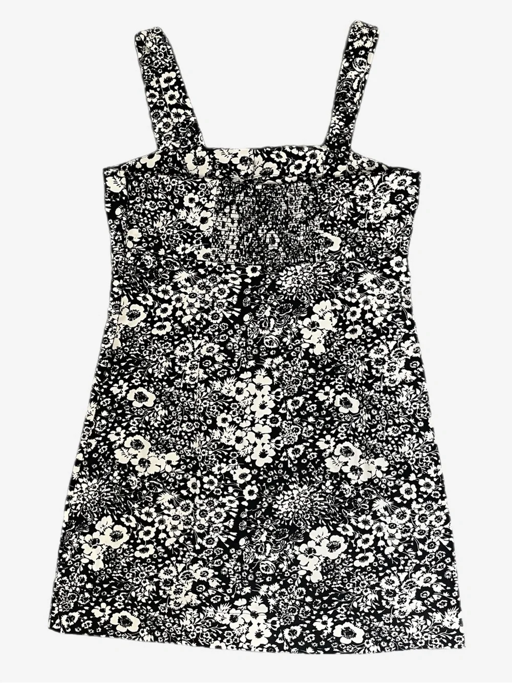 Hyacinth House Black white floral Gaia mini dress stretch preppy neutral M